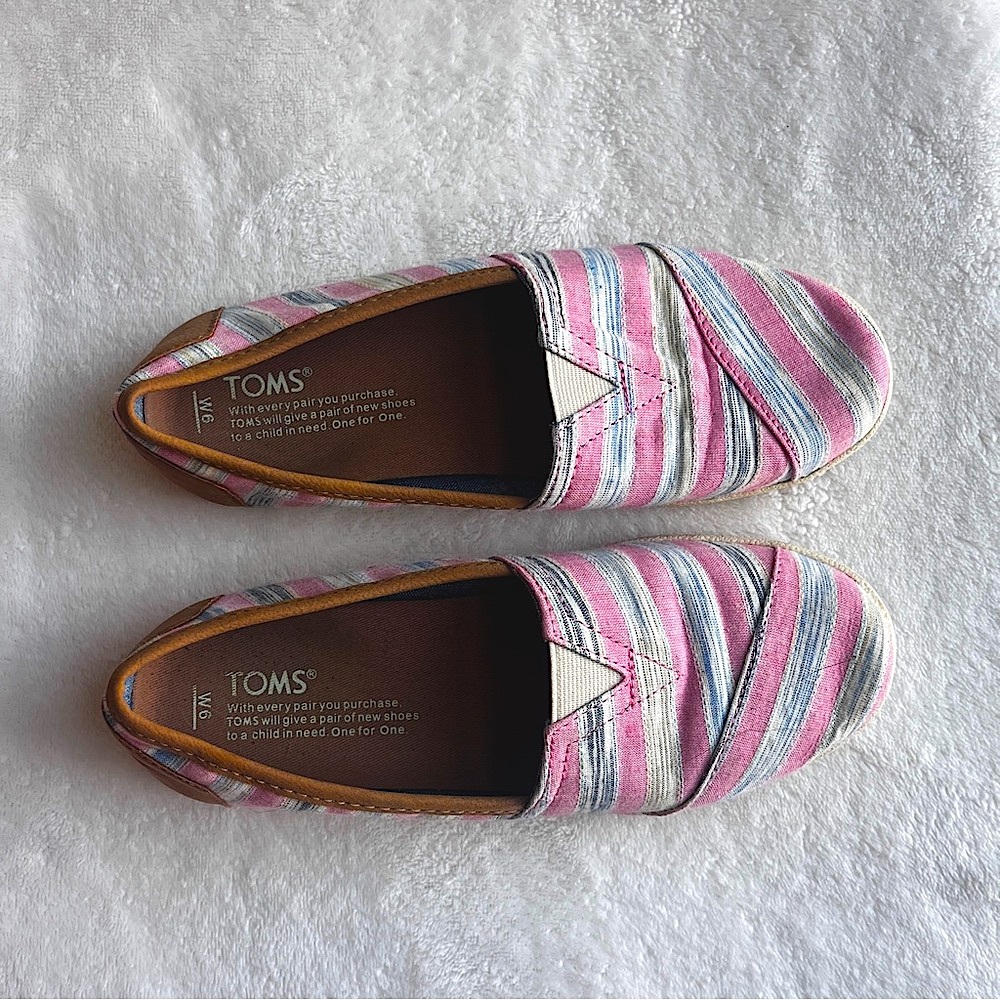 Tom’s Alpargata - Size W6 - pink/grey/white